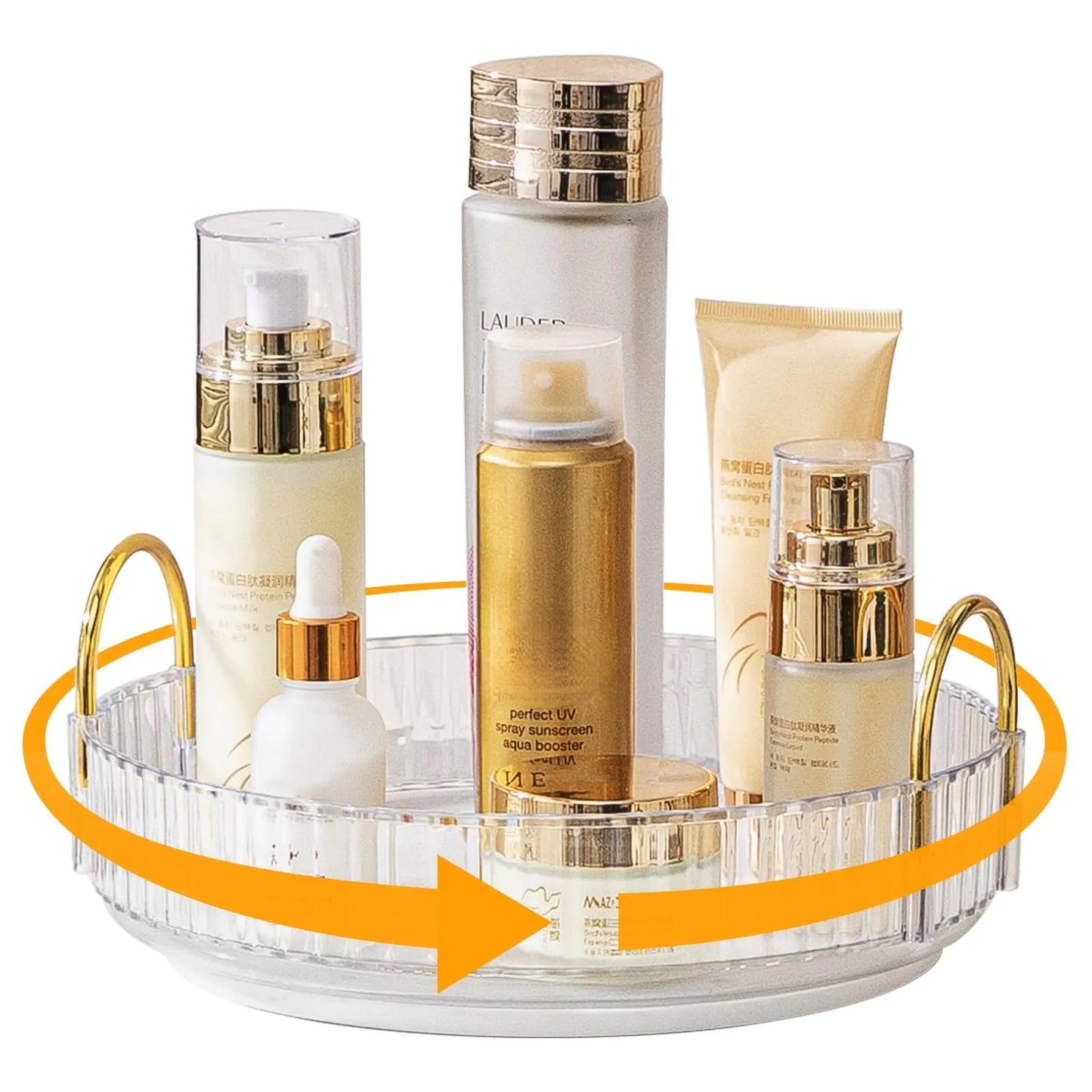 Makeup Organizer for Vanity 360° Rotating Bathroom Organizer Countertop High-Capacity Skincare Organizer Spinning Cosmetics Organizer for Dresser Countertop (1 Tier Clear)
